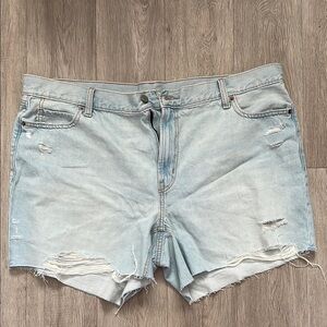 Light Blue Distressed Denim Shorts
